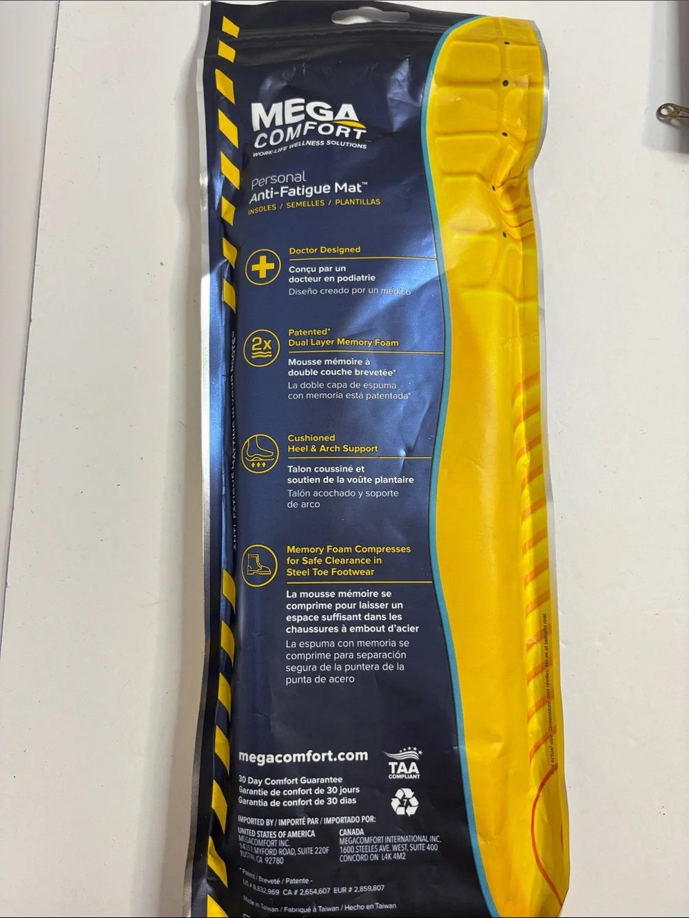 MEGAComfort Unisex Personal Anti-Fatigue Mat Insoles Mens Size 6-7 / Womens 8-9